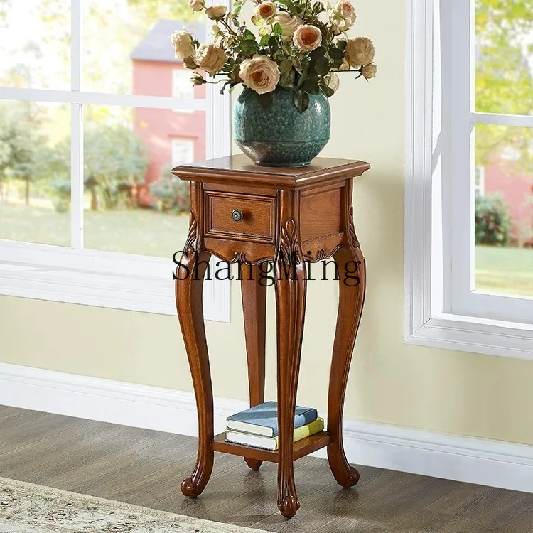 

CL room floor-to-ceiling flower pot rack, simple medieval carved high-end artist household solid wood flower rack