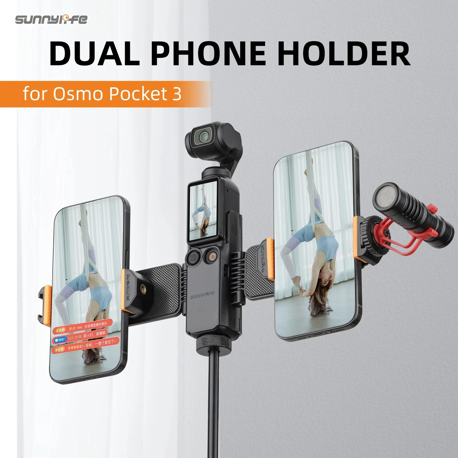 For DJI Osmo Pocket 3 Expansion Dual Phone Vlog Holder Adapter Tripod Light Multi-Purpose Adjustable View Angle Mount Accessory