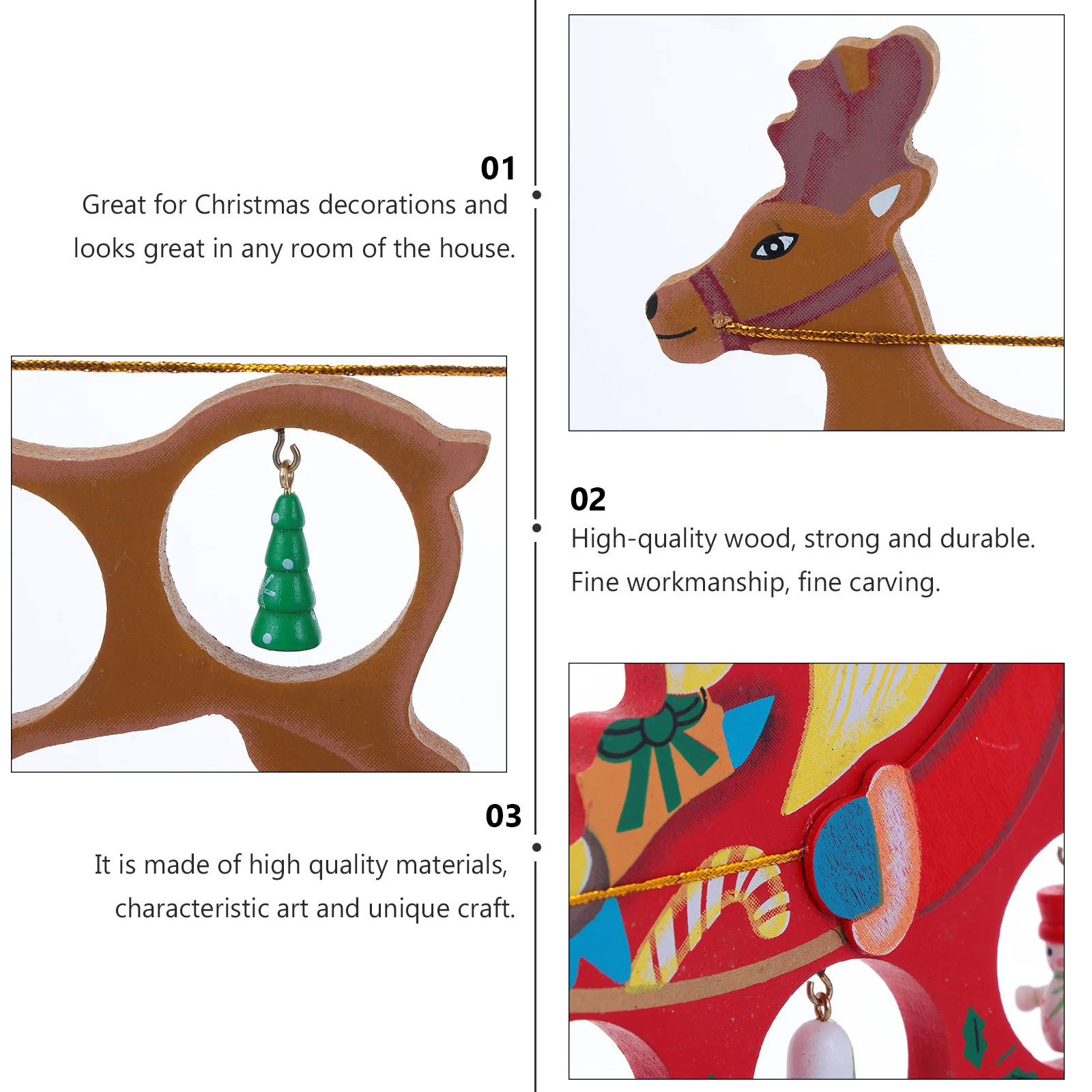 

1Pcs Wooden Santa Claus Christmas Ornament Charming Desktop Decoration Xmas Wooden Crafts Christmas Supplies for Living Room