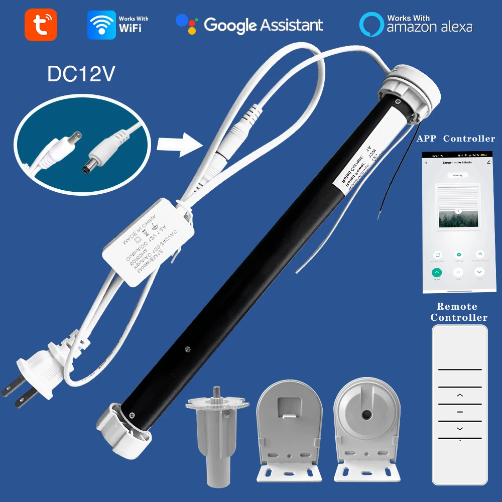 

Alexa Smart Curtain Blind Engine Tuya WiFi App Remote Control Motorized Tubular Curtain Motor for 38 Tube