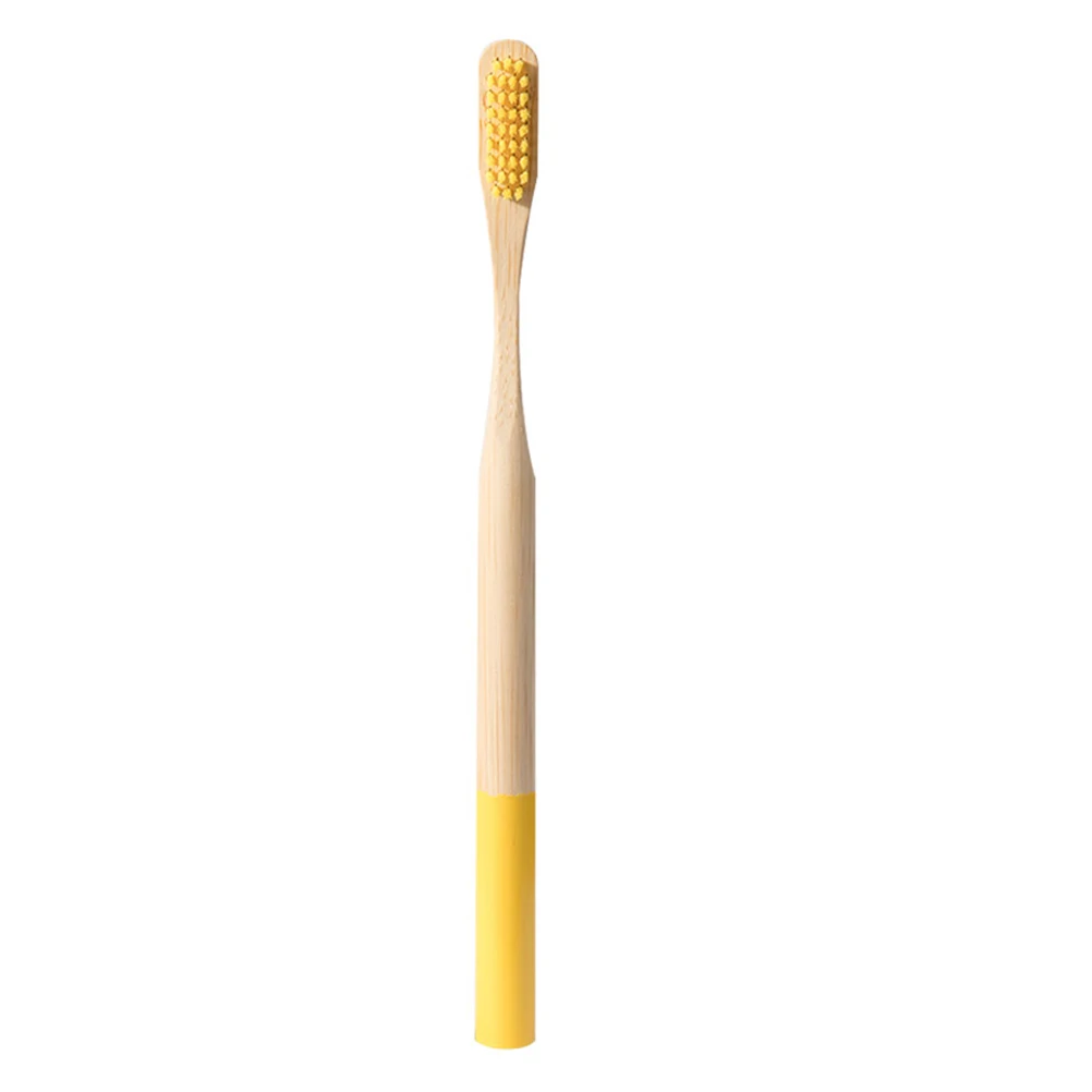 

4pcs Eco-Friendly Bamboo Toothbrush Biodegradable Wooden Toothbrushes For Adults Comfortable Handle Travel Home Use Yellow