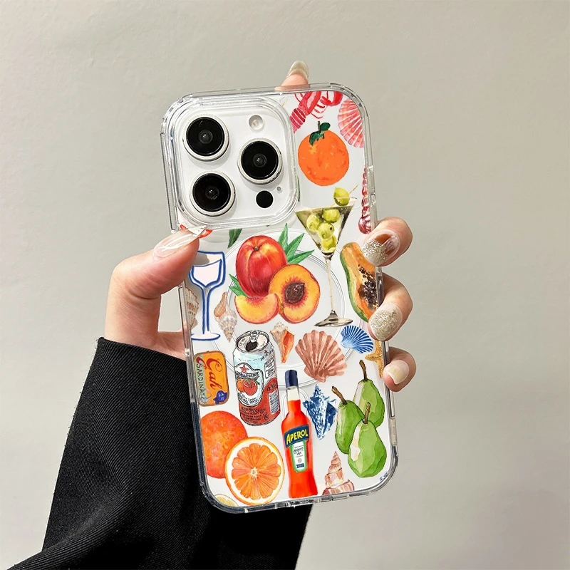 Italian Cocktail Magnetic Case for Samsung Galaxy S26 S25 Edge S24 S23 Ultra Plus FE A57 A56 A55 A54 A36 A35 A17 A16 A15 Cover