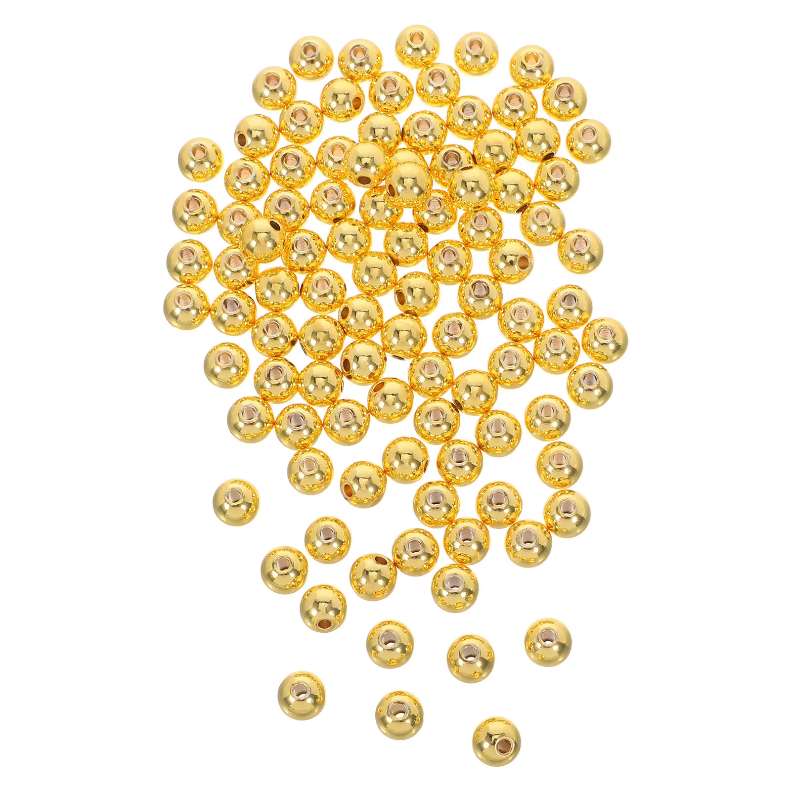 

100 Pcs Handmade Beads Golden for Crafts Round Charms Necklace Pendants Copper Jewelry Loose Earring Making