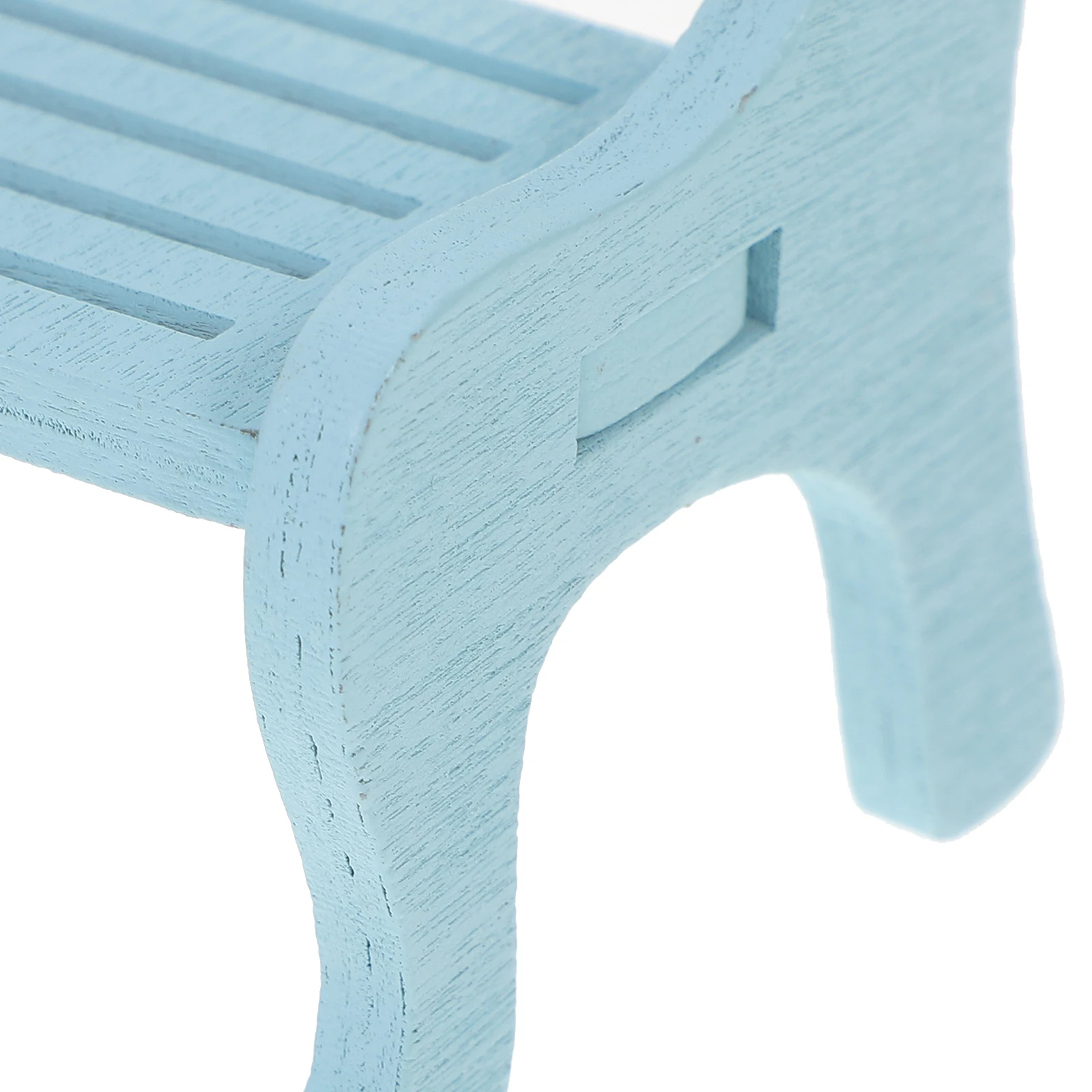 Mini banco de madera, muebles en miniatura de madera azul, accesorios para casa de muñecas, modelo decorativo para dormitorio, patio, escena de vida