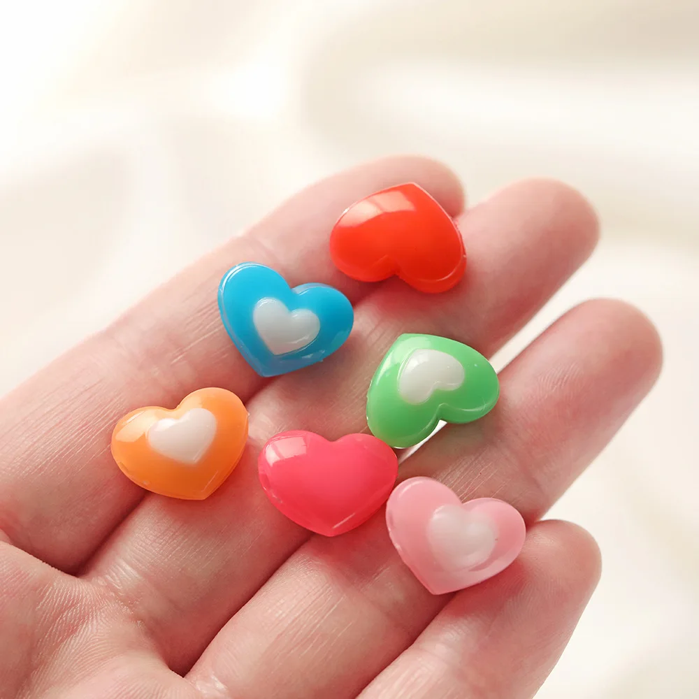 5Pcs New Fashion Versatile Acrylic Jelly Double Color Love Bead Candy Color Bulk Handmade DIY Bead Jewelry Material Accessories