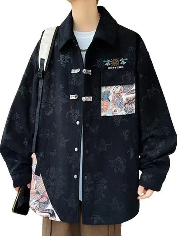 

Loose Fit Casual Chinese Sle Jaet for Men Spring Autumn Trendy Brand Large Size 300 Pou Youth Leisure Coat