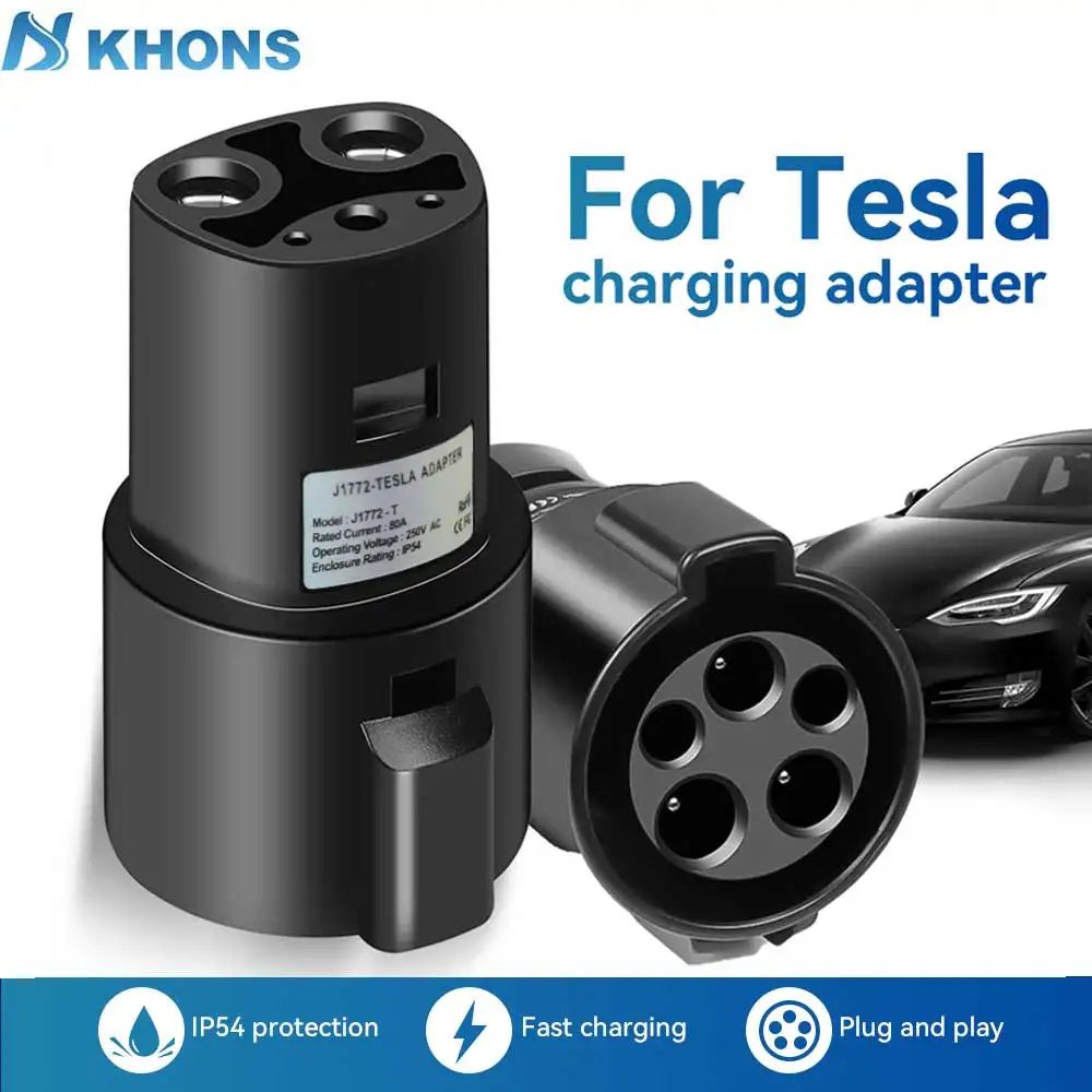 

Адаптер для зарядки электромобиля Khons Type1 J1772 для Tesla Model X Y 3 S, разъем для зарядного устройства EV, переходная розетка для пистолета