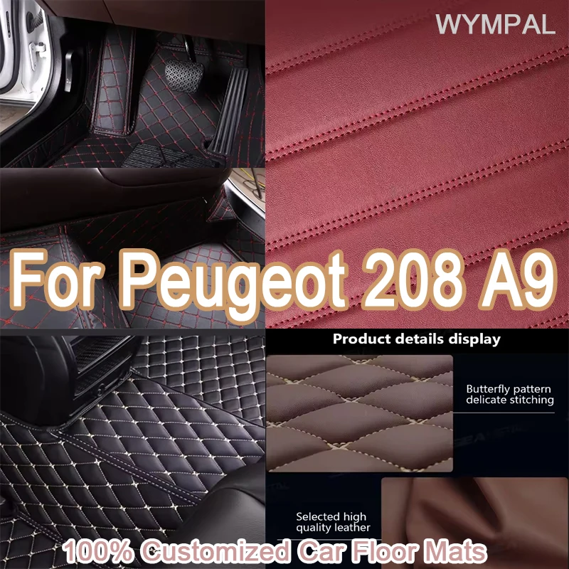 

Роскошные автомобильные коврики на заказ для Peugeot 208 A9 2012 2013 2014 2015 Авто Роскошные кожаные мужские и женские автомобильные коврики с полным покрытием