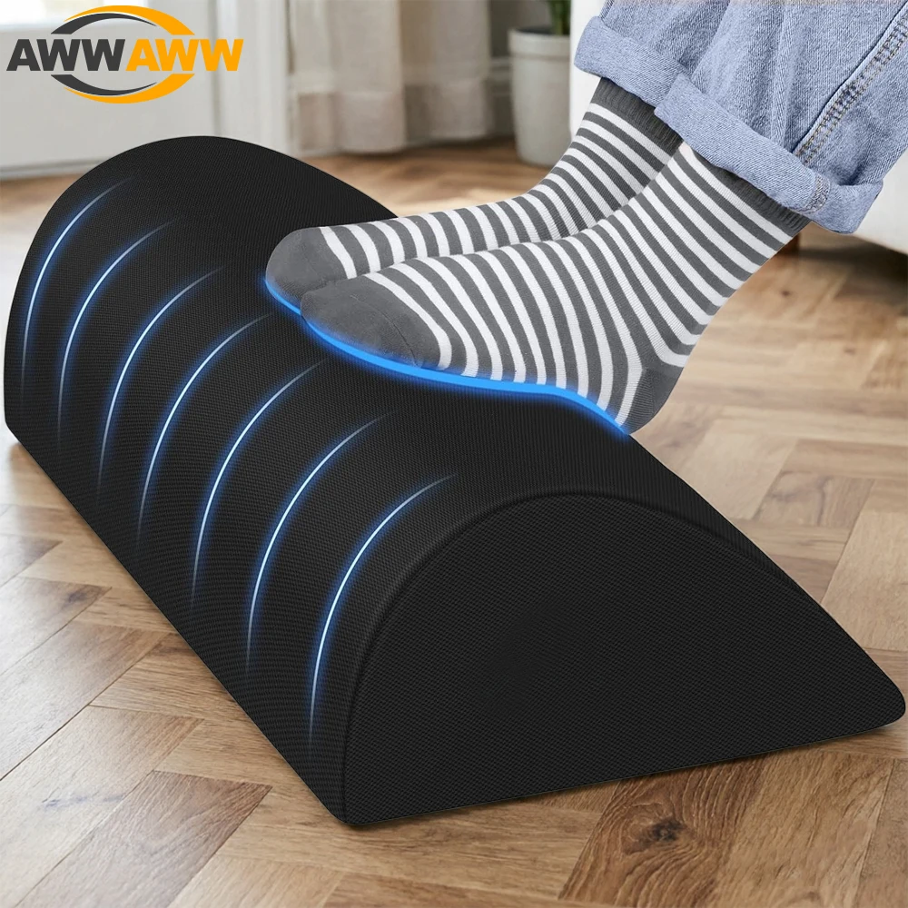 Memory Foam Foot Rest for Under Desk At Work, Office Desk Foot Stool for Office, Car, Home To Foot Support and Relax Ankles