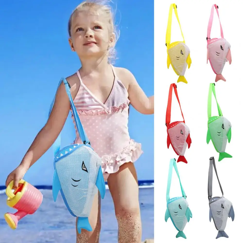 Borsa da spiaggia per bambini a prova di sabbia borsa da spiaggia per bambini con forme di granchio carino cartone animato Design in rete traspirante per la raccolta di conchiglie di giocattoli per bambini