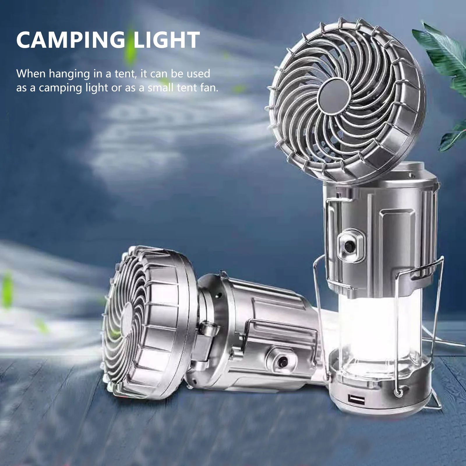Headlamp Waterproof Rechargeable - 1500mAh Camping Lantern Fan Solar/Rechargeable/Battery Powered