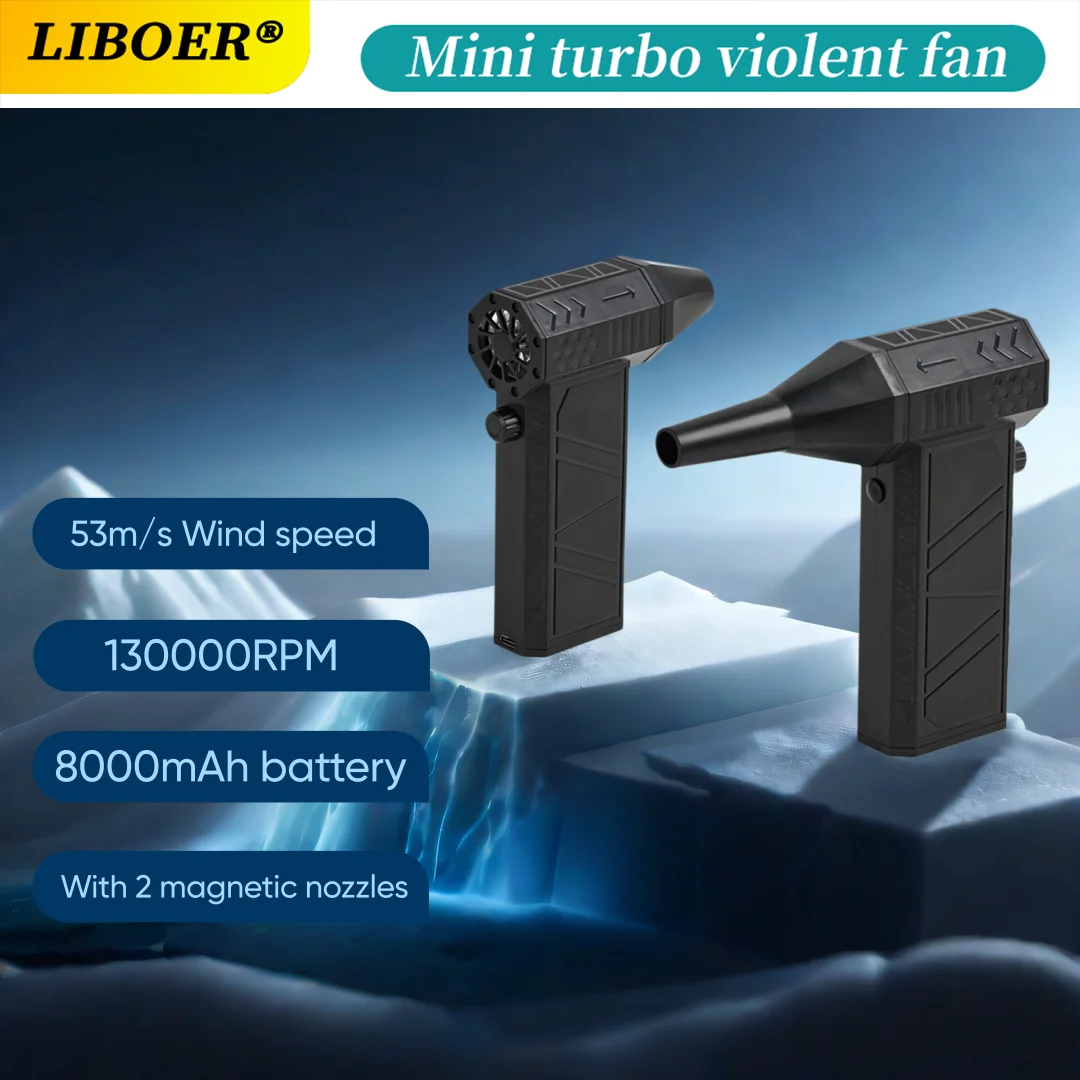 130000RPM Violent Fan Powerful Air Blower 53m/s Strong Wind Dust Cleaner Type-C Charging Handheld Mini Turbo Jet Fan