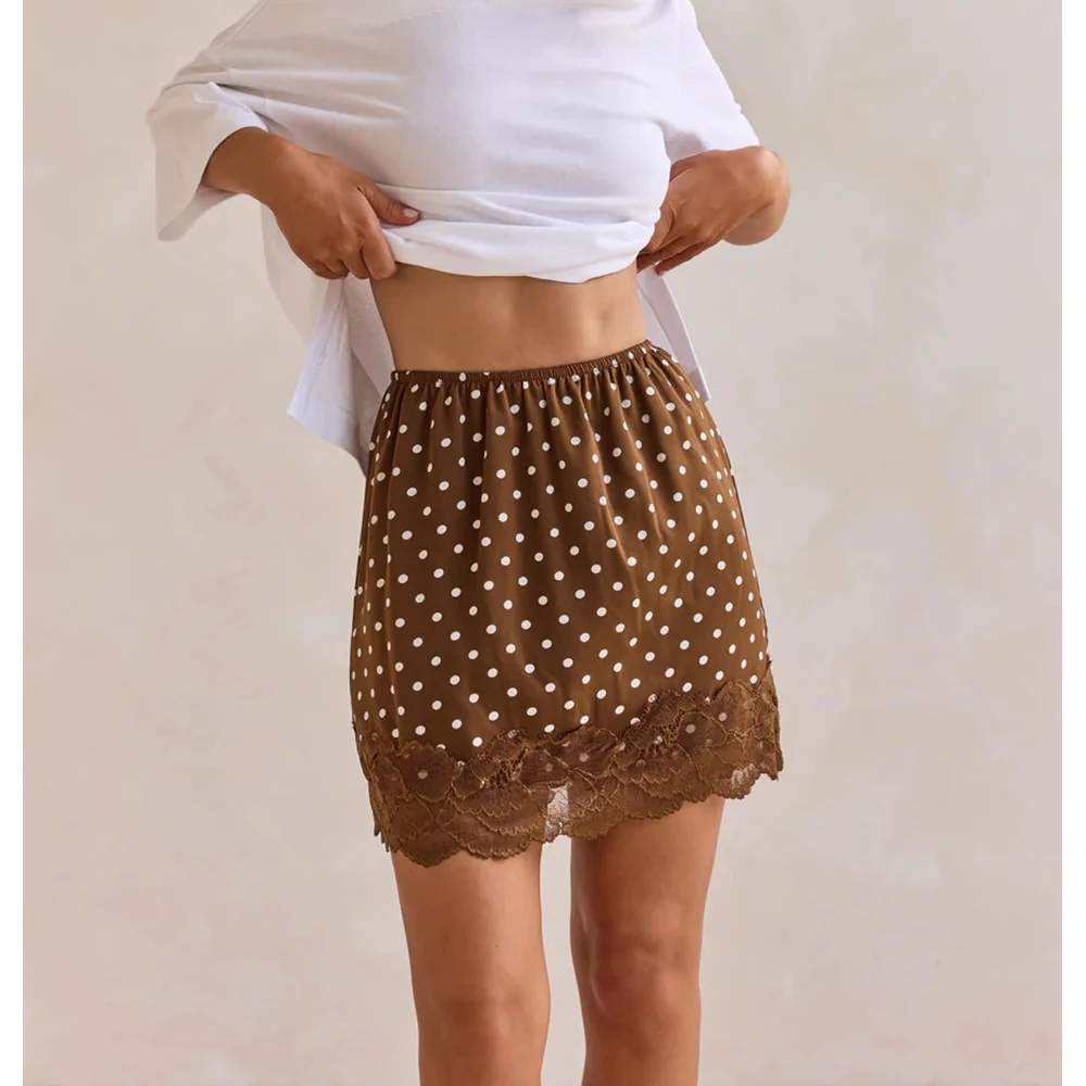

Женские летние сексуальные атласные кружевные лоскутные мини-юбки, винтажные однотонные/олодочки в горошек с низкой талией, элегантные мини-юбки на выход