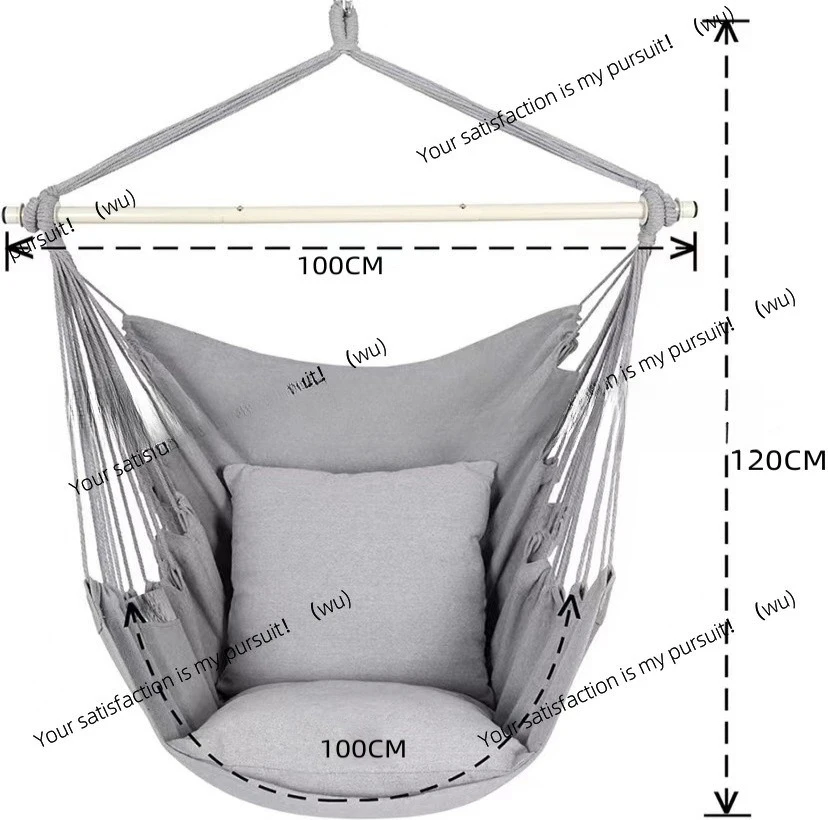 Kursi gantung kanvas gaya Nordik untuk rumah tangga, balkon, ayunan kayu, berkemah di luar ruangan, keranjang gantung tebal