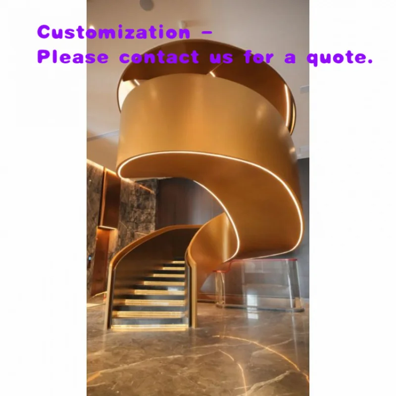 

Индивидуальная коммерческая винтовая лестница для отелей, для установки внутри помещений, с элементами из дерева и стекла, с возможностью разработки проектной документации