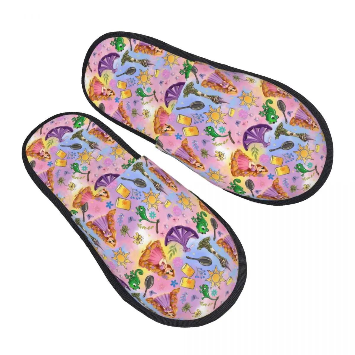 Custom Tangled House Slippers Women Soft Memory Foam Cute Rapunzel Slip On Hotel Slipper Shoes