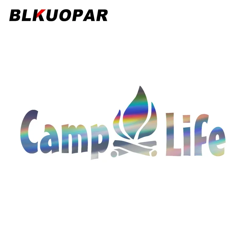 

BLKUOPAR Camp Life Fire Funny Car Stickers Laser Tag Animation Creative JDM Holographic Decal Scratchproof Decorative Car