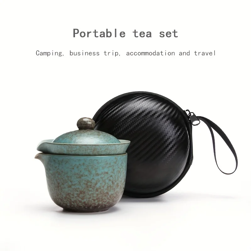 

Для набора изысканных керамических чайных посуды, подходящих для кемпинга и домашнего использования, с портативным чайником.