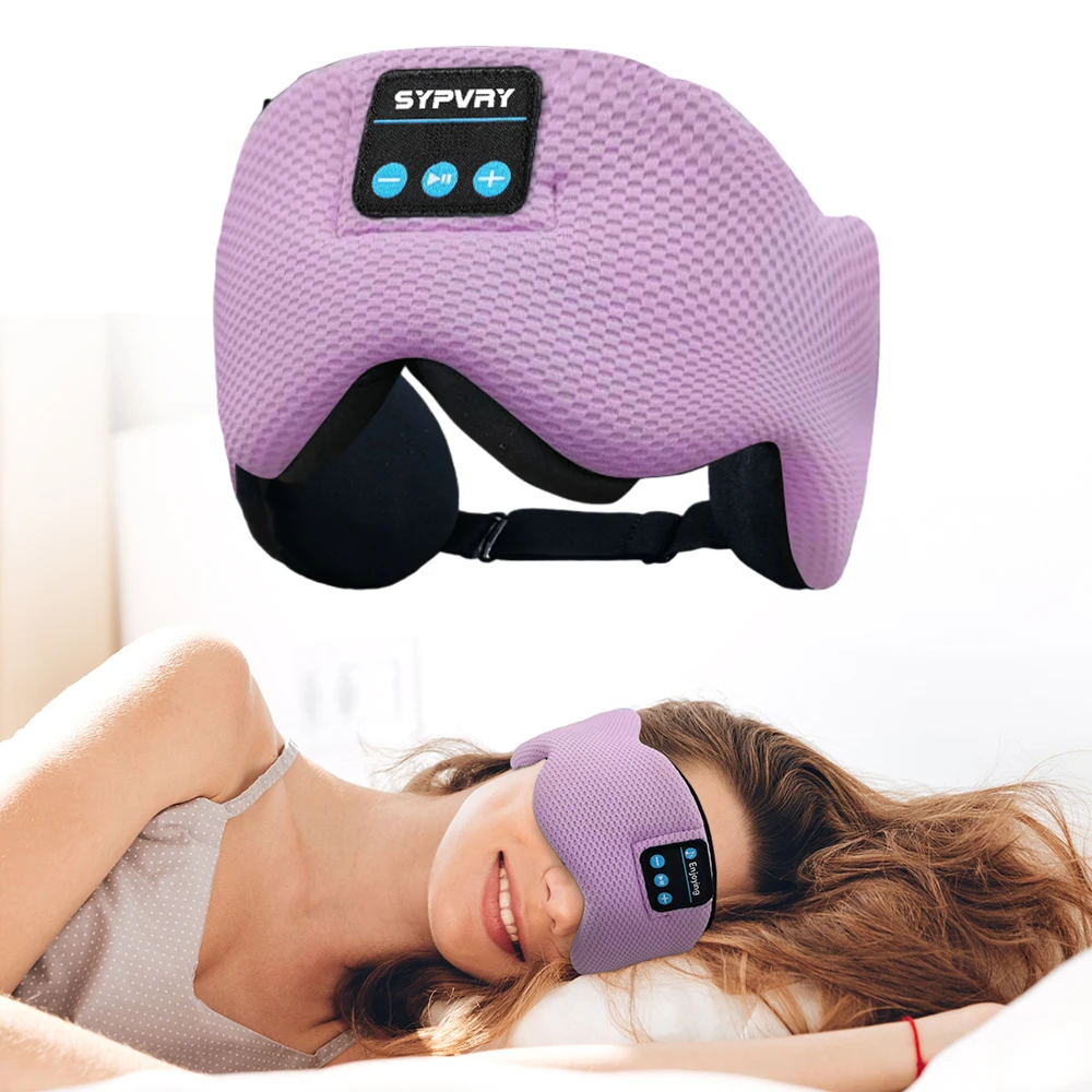 Sleep Eye Mask With Bluetooth 5.3 Wireless Headphone For Travel New Purple Caterpillar Style Bluetooth Sleeping Mask Headphones