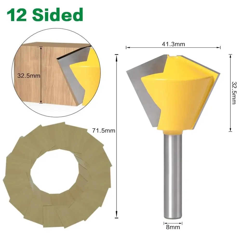 1PC 8MM Shank Milling เครื่องตัดไม้แกะสลัก 6 8 12 ด้านหลายด้านกาว Joint Router บิตชุดเครื่องตัดไม้