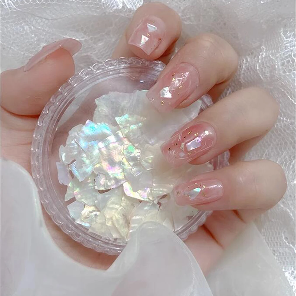 1 Pak Nagel Aurora Kleurrijke Abalone Zeeschelp Plakjes 5 Kleur Onregelmatige Symfonie Pailletten 3d Natuurlijke Shell Patch Manicure Decoratie *