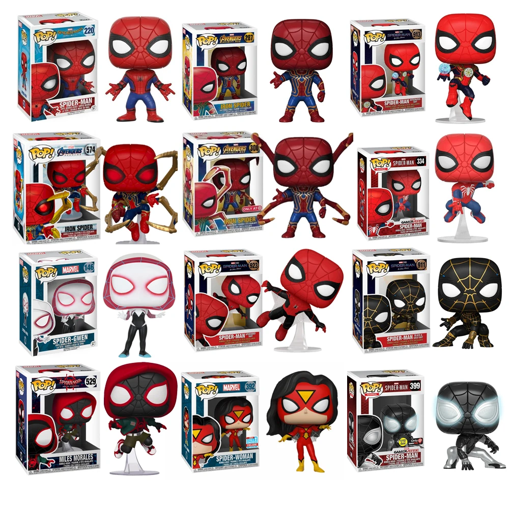 Funko pop SPIDER-MAN GWEN MORALES IRON SPIDER Vinyl Figure Doll Model Toys