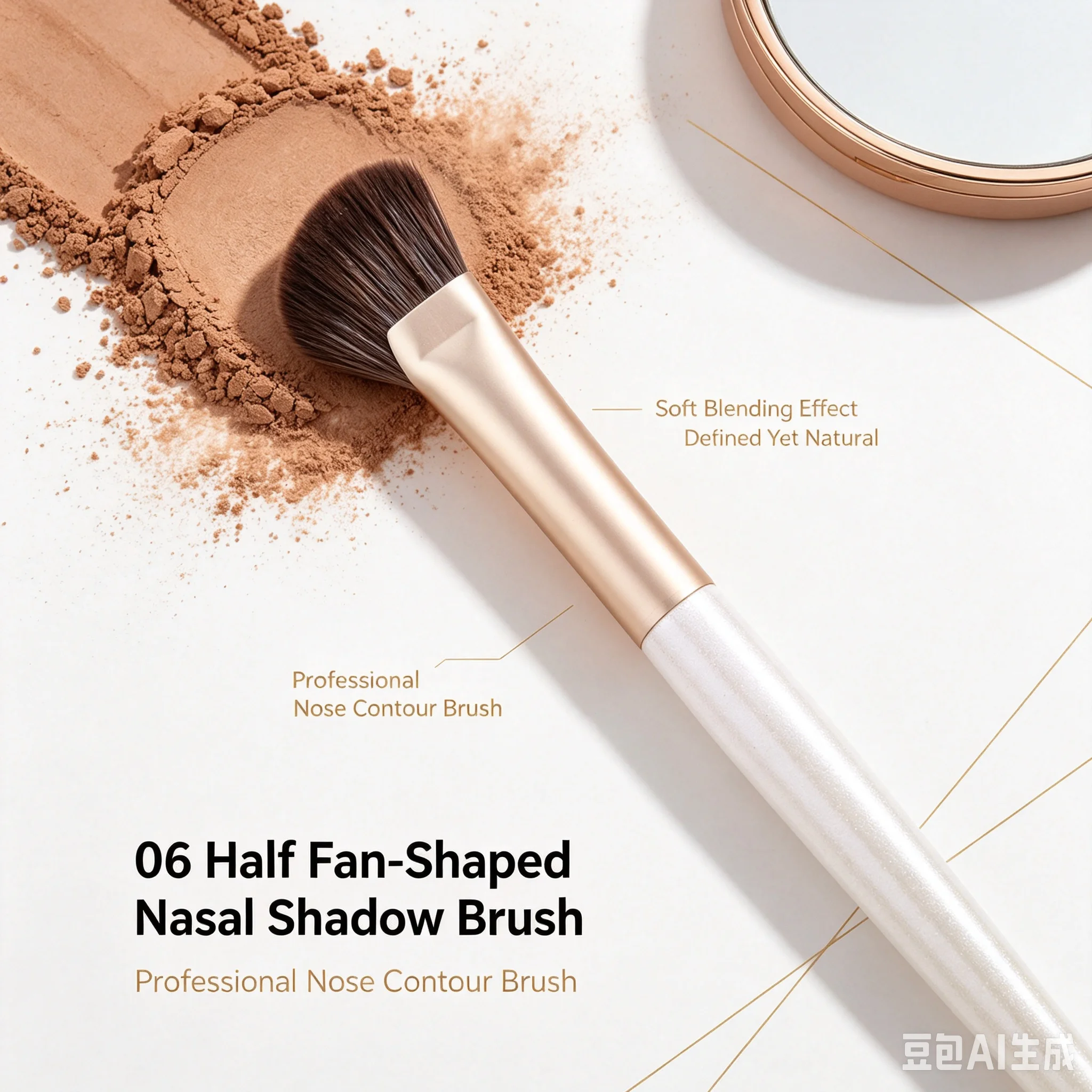 Half Fan-shaped Nasal Shadow Brush Sickle Slanted Head Makeup Brush High Gloss Nasal Shadow Brush Shadow Nose Makeup Tools