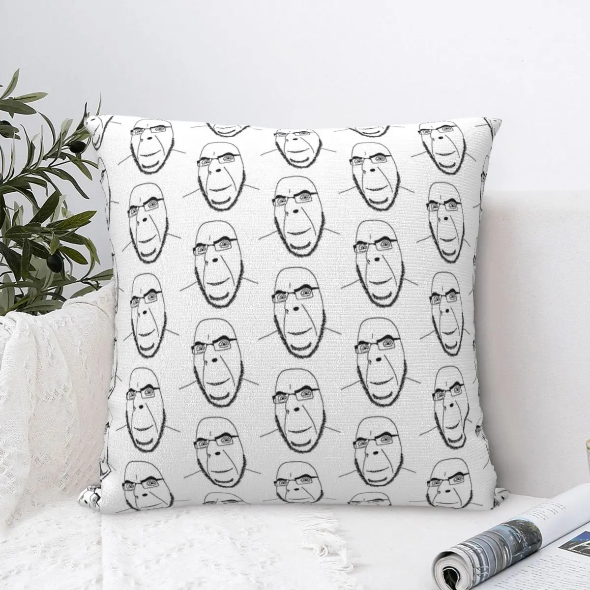 Smug Cobson Square Pillow Case Soyjak Wojak Meme Cushion Cover Awesome Zippered Decorative Pillowcase for Sofa 18