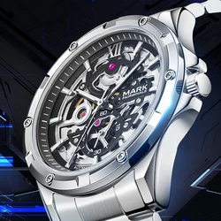 Mark Fairwhale Fashion Men's Watches Stainless Steel Waterproof Business Hollow Night Light Motorcycle Automatic Watches For Men