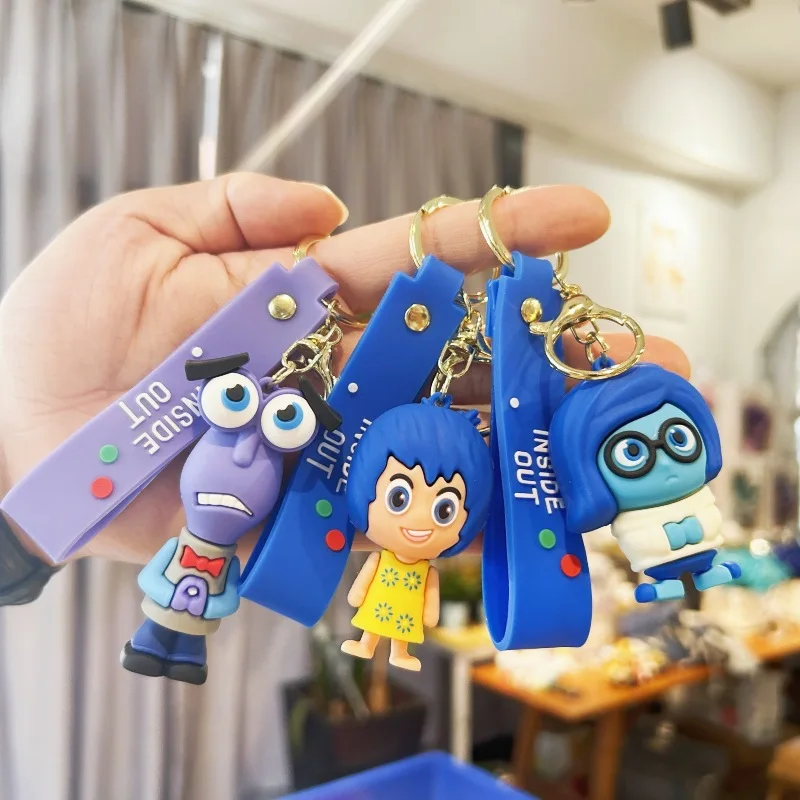 Disney Inside Out 2 Keychain Figure Joy Sadness Anger Disgust Fear Doll Anime Bag Keyring Toy Christmas Gifts Wholesale