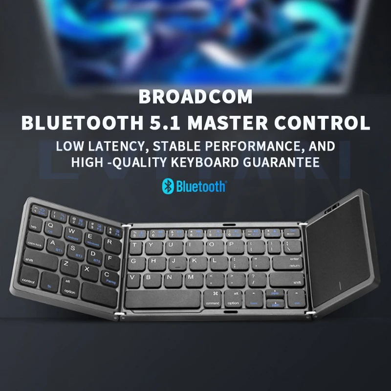 B089T Portable Folding Keyboard Wireless 3 Channels Connection Bluetooth 5.1 Mini Keypad For Windows Android IOS Tablet Phone