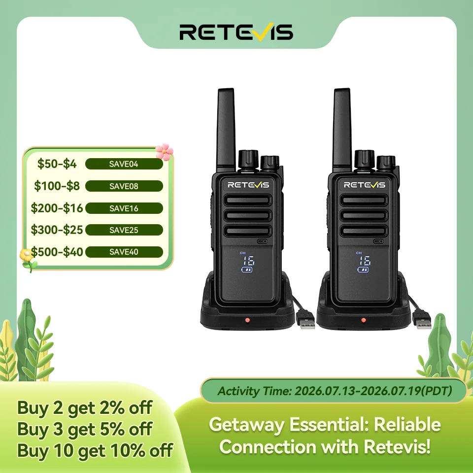 Retevis RT68H RT668H Walkie Talkie License-free Walkie-talkie Long Range Hidden Screen Handy Type-C Radio Cominicator Business