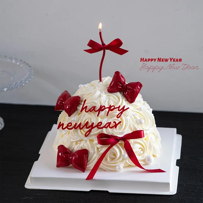 

Новый год 2026, акриловое кожаное украшение, украшение для торта, лента с узлом, украшение для фестиваля, праздничные принадлежности