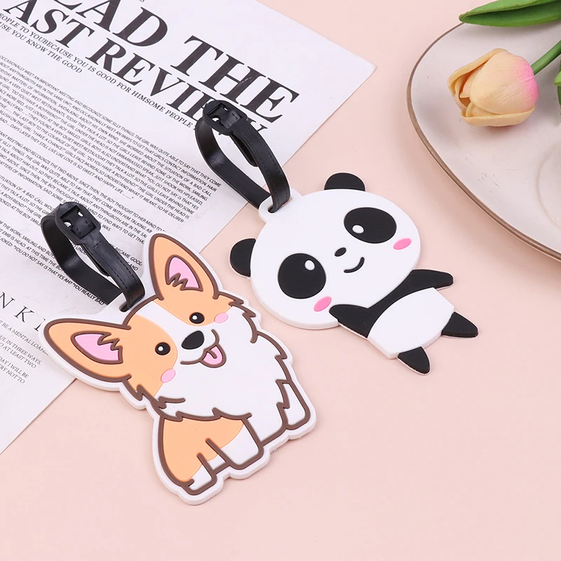 1 szt. Przywieszka do bagażu kreatywna walizka Corgi Panda Fashion Style PVC miękki klej przenośne etykiety podróżne akcesoria