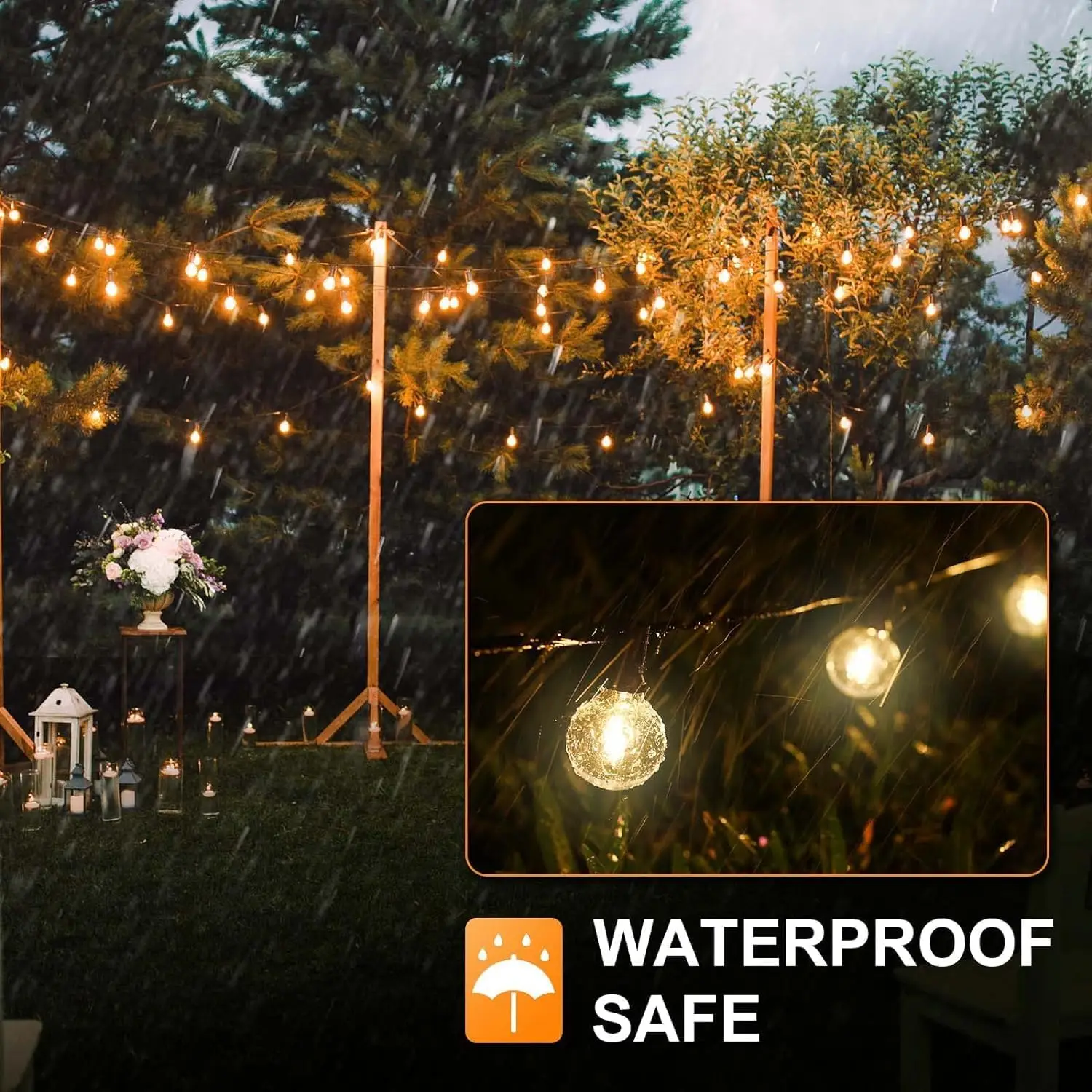 G40 لمبات LED الطاقة الشمسية سلسلة أضواء في الهواء الطلق فناء الديكور IP44 مقاوم للماء غلوب أضواء الزفاف مقهى حفلة حلية مصباح