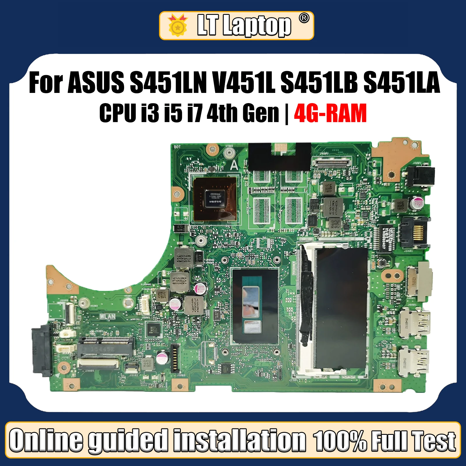 

Материнская плата для ноутбука LT Laptop S451LN Материнская плата ASUS S451L V451L S451LB S451LA S451 R451L K451L с i3 i5 i7 PM 4 ГБ/RAM