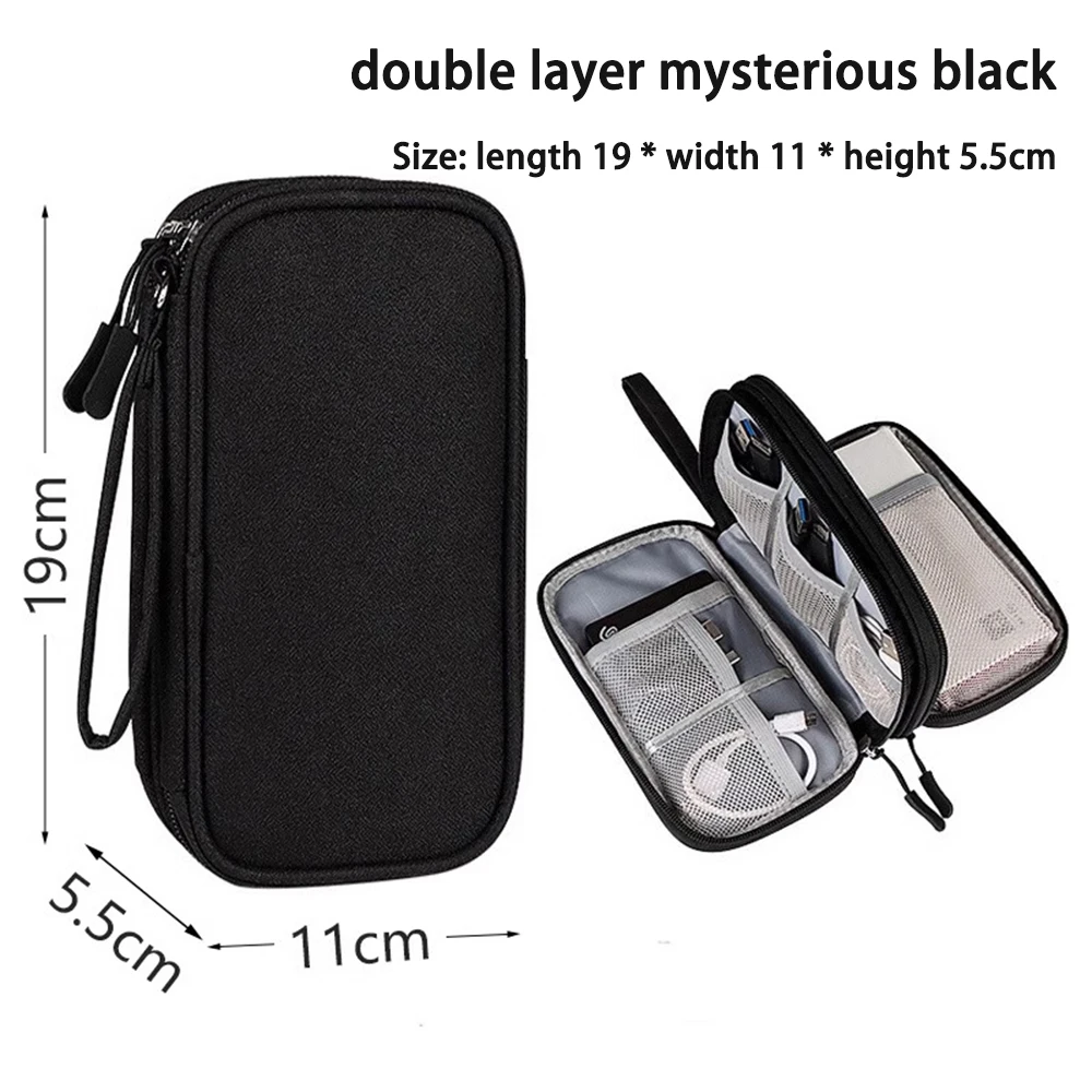 

Double Layers Storage Bags Organizer Waterproof Travel Essentials USB Charger SD Digital Cable Makeup Handbags Pouch Pencil Case