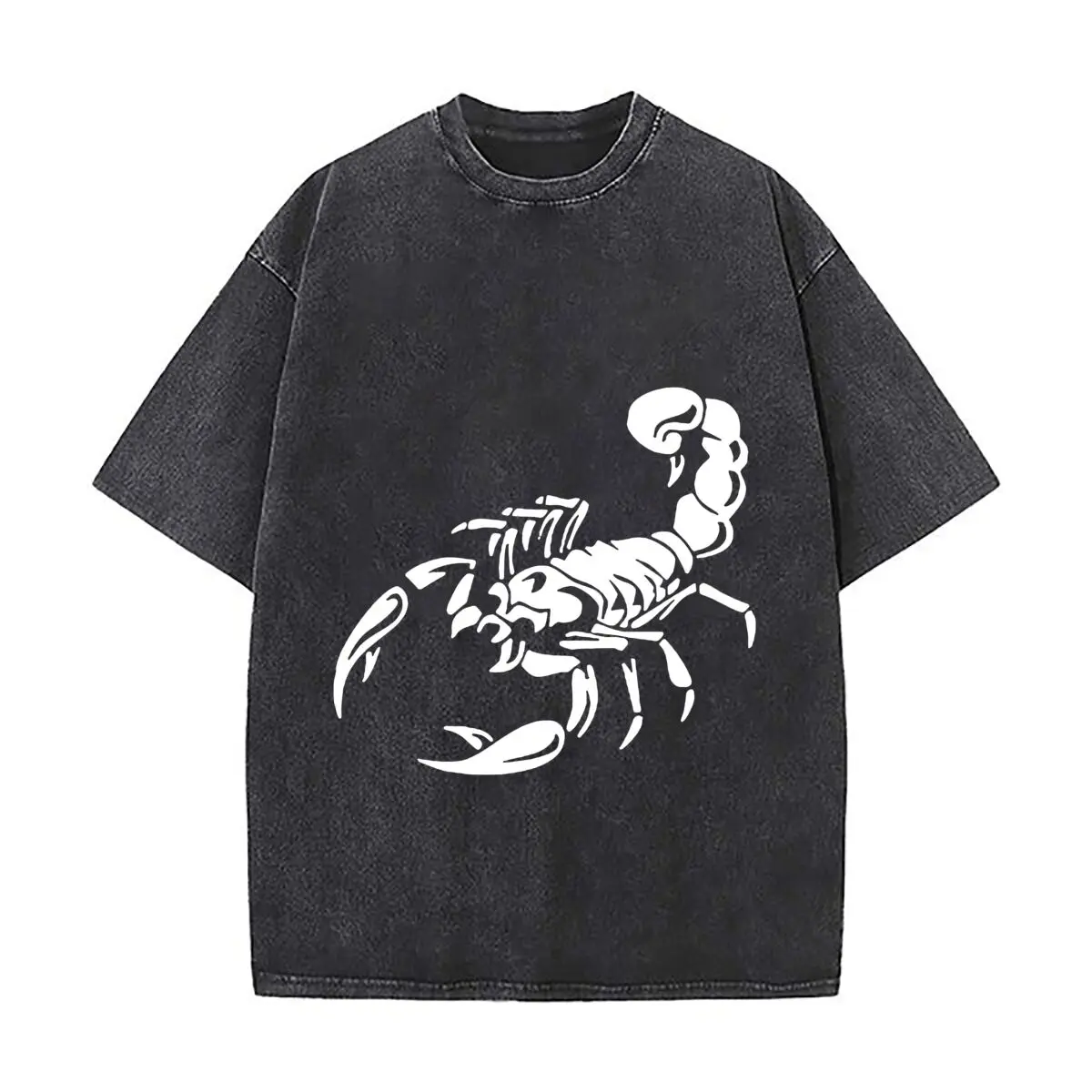 Scorpion Silhouette Insect Art Casual Washed Distressed T Shirt Vintage Minimal Short Sleeve Top