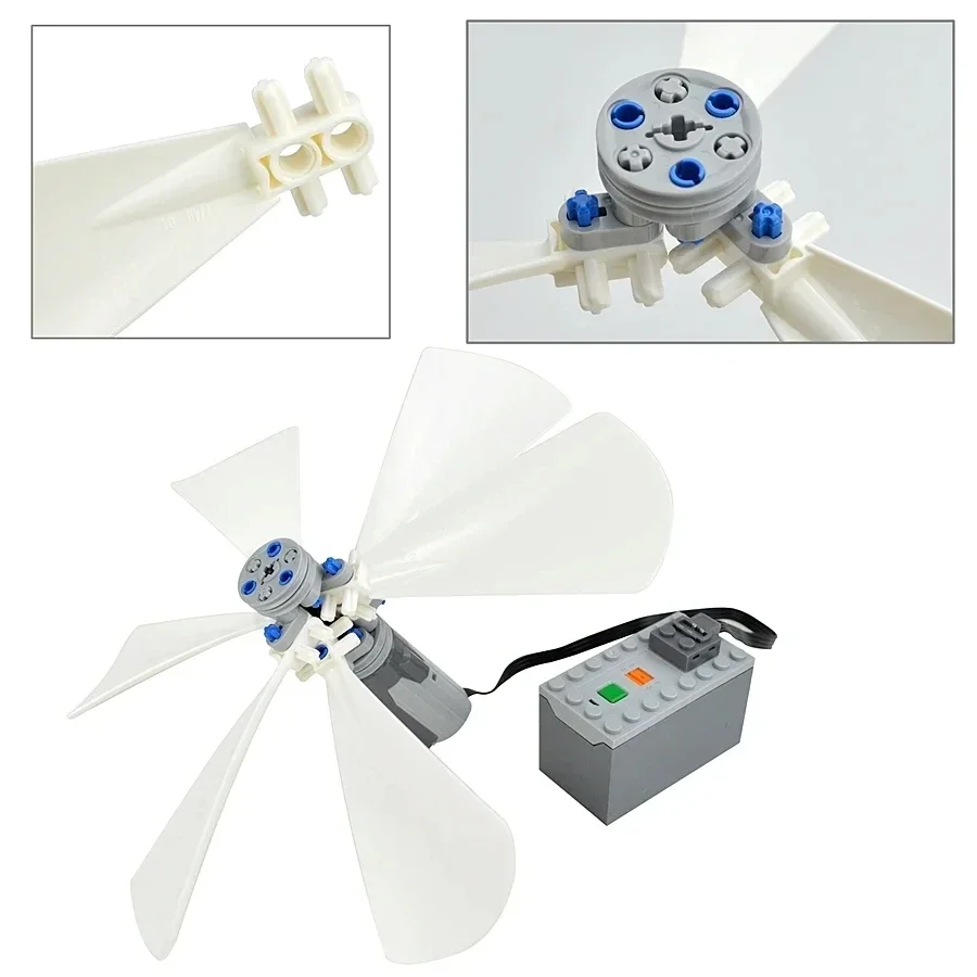 DIY Propeller Parts Technical EV/3 89509 Wind Fan M Motor Building Block Fun Blades Accessories Compatible with Led/uo for Kid