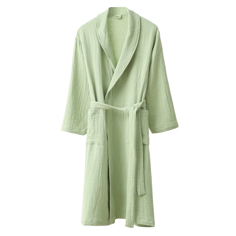 100%Pure Cotton Couples Bathrobe 3-6 layers Mesh Soft Home Dressing Thin Pajamas Hotel Kimono Robes Couple Summer four season