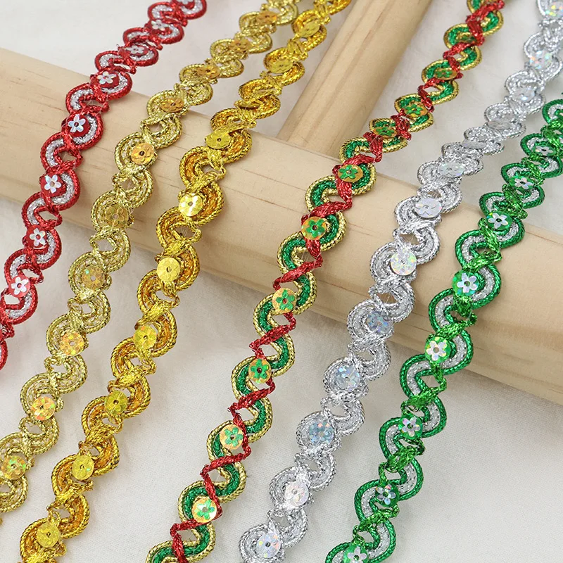 5Yards Gold Silver Trim Ribbon Curve Lace Fabric Sewing Centipede Braided Lace Wedding Craft DIY Clothes Accessories Home Decor