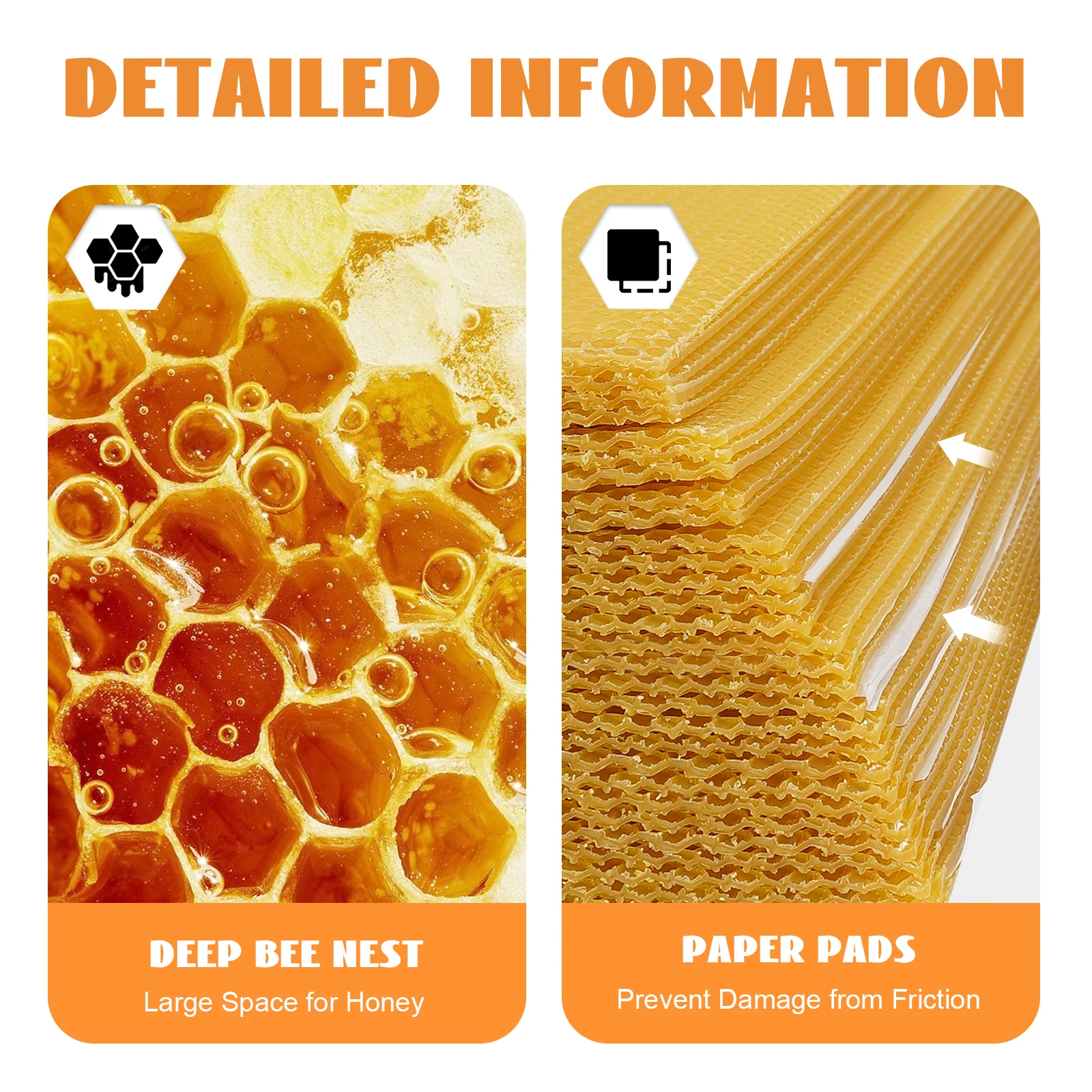 30 PCS Beeswax Honeycomb Bee Honey Sheets Beehive Wax Beekeeping Frames Hive Tool for Extraction of Natural From Honey Bee Hives