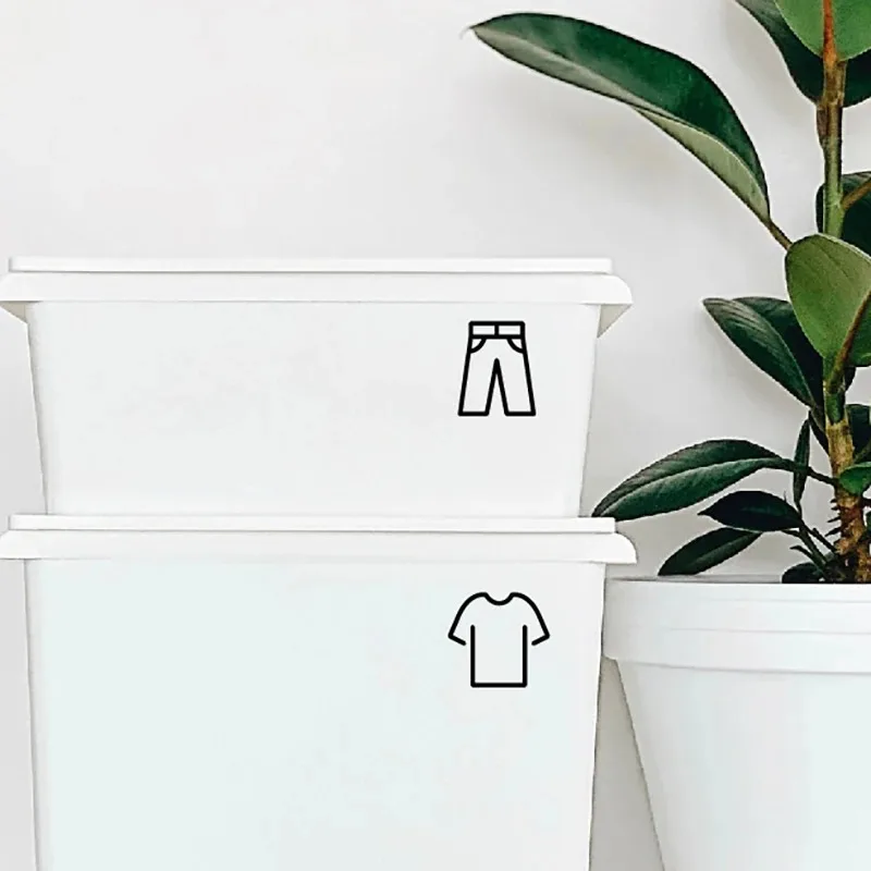 20PCS Dresser Clothing Label Vinyl Sticker Decals Removable Wardrobe Stickers Decorative Home Wear Clothes Labels Decal