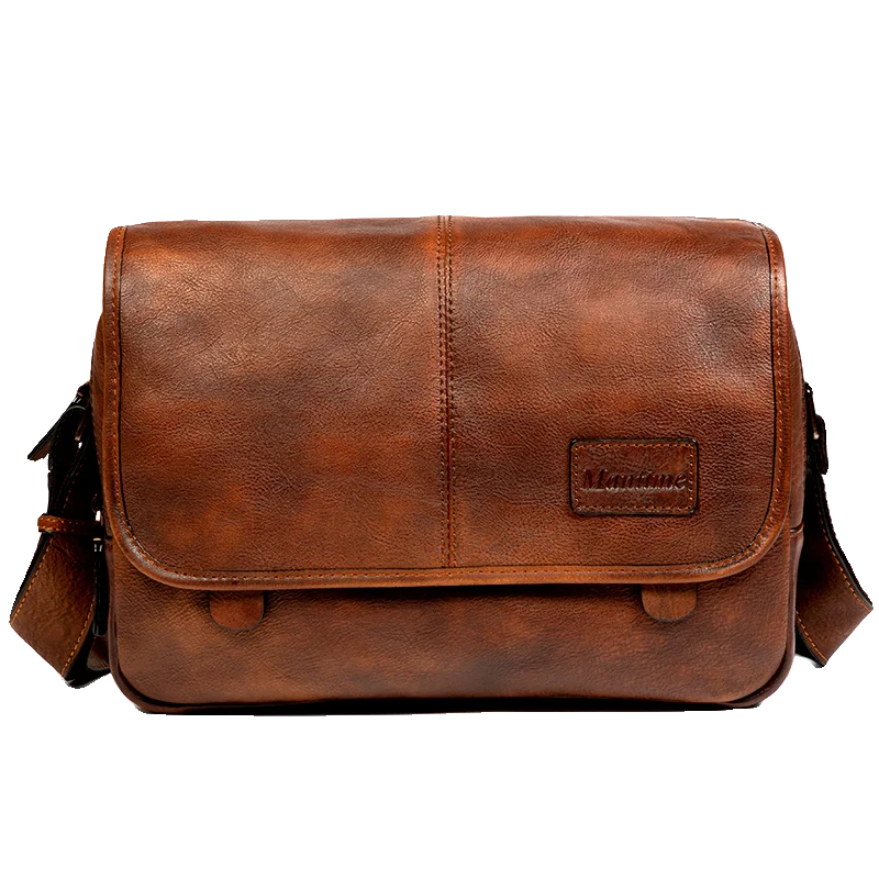 Leather shoulder bag men's messenger bag casual men's bag tide brand high-capacity leather messenger bag tooling backpack.