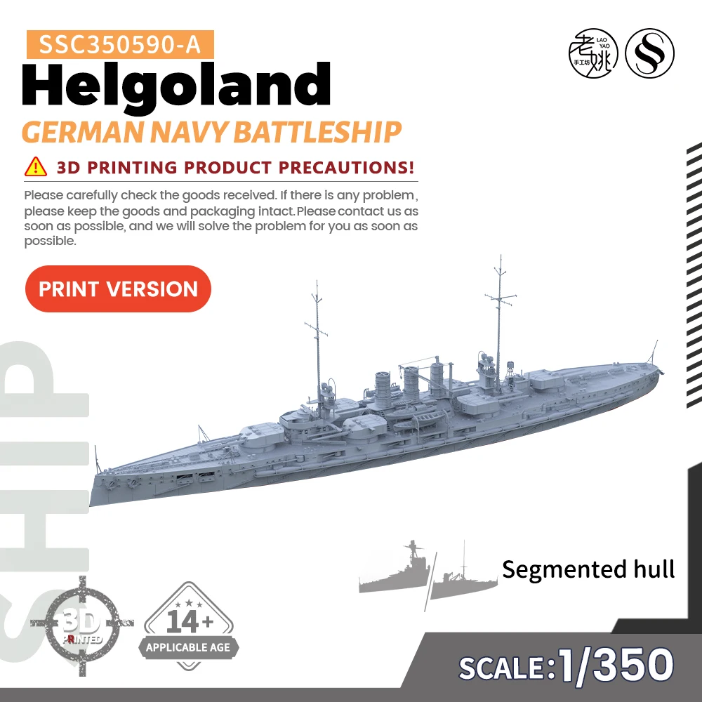 SSMODEL-Kit Modelo Militar, Jogos De Guerra Mundial, Helroand Marinha Alemã, Battleship, SSC590-A, 1:350