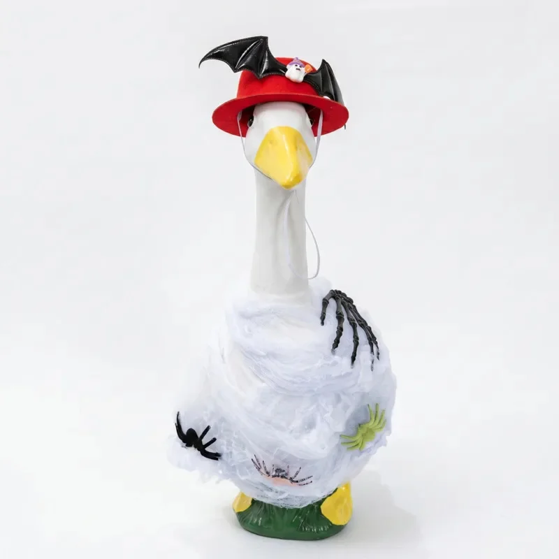 Halloween Ghost Hat Goose Costume Spider Web Outfit DIY Porch, Goose Clothes Garden Yard Party, Decoration Accessories Gift New