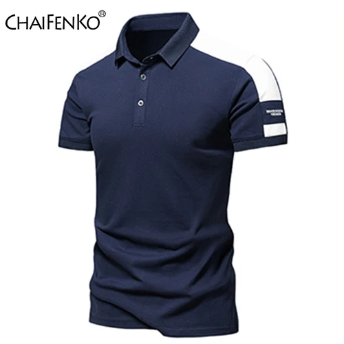 Imagen 1 del producto Polo informal de manga corta para hombre, camiseta a rayas con solapa, transpirable, de alta calidad, 100% algodón, novedad de verano