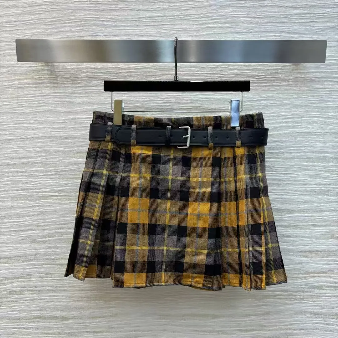 High end customized women's versatile belt pleated half skirt