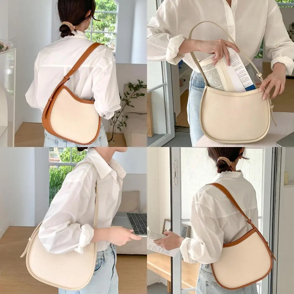

Shoulder Bag Women Simple Purse Handbag Canvas Clutch Purse with Zipper Closure 547A