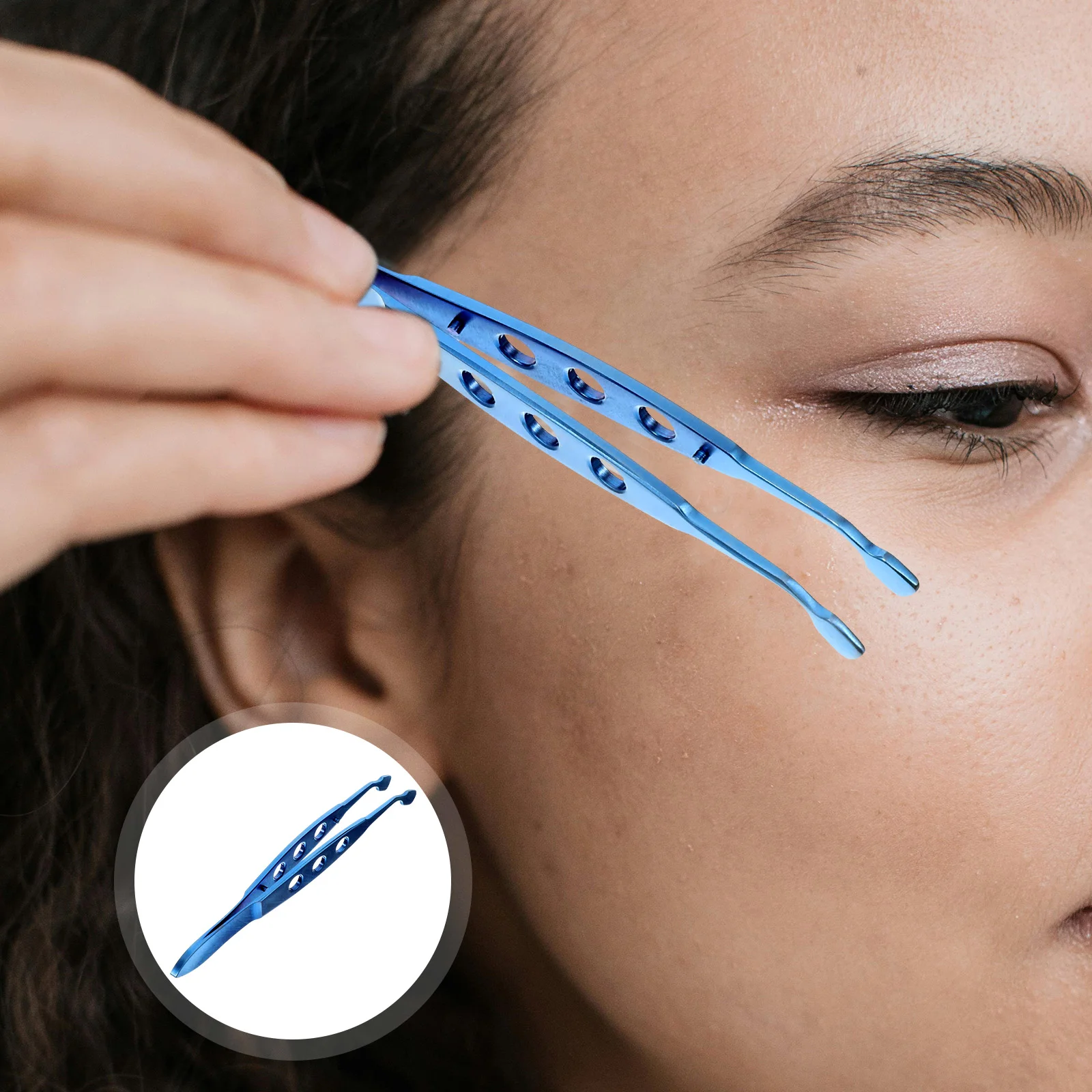 Pinça de cílios metálica para mulheres, ferramentas de beleza, azul Meibomian Gland Expressor Forcep Miss Woman